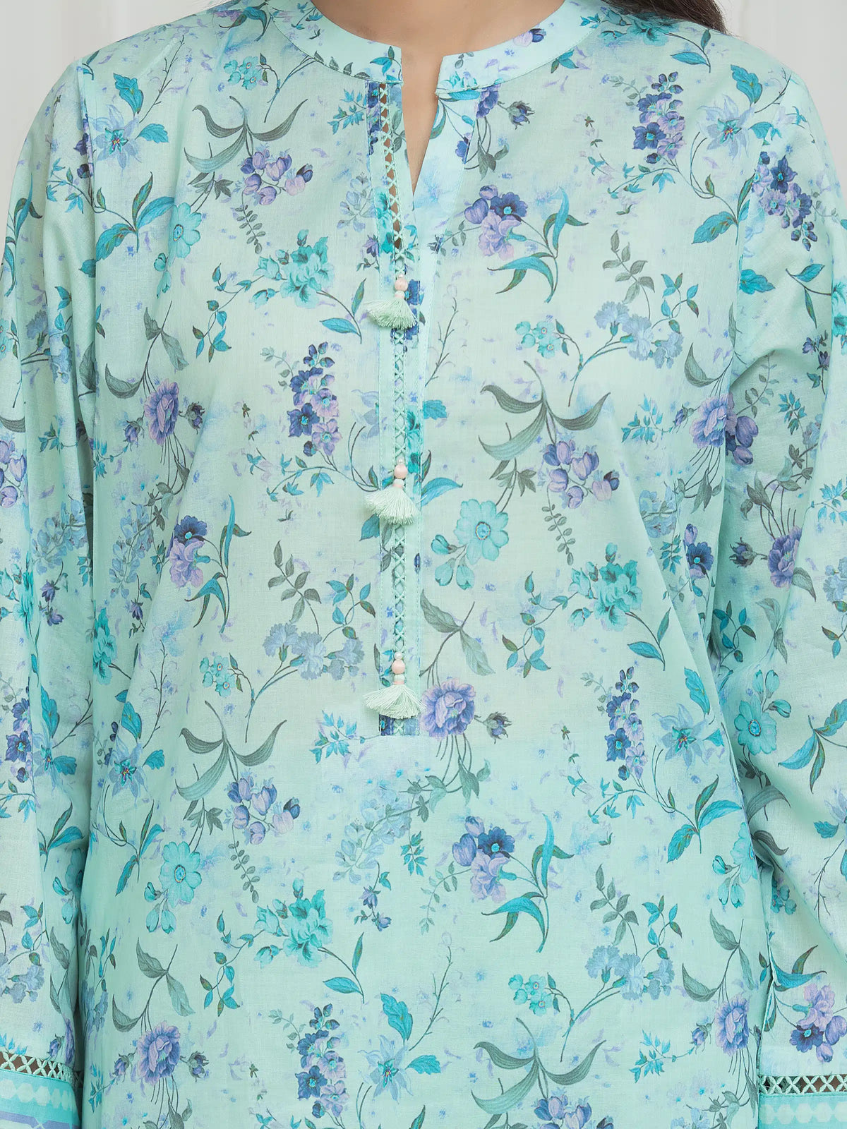 Edenrobe Allure Green Lawn 3-Piece Suit | EWU6A1-36674-3P