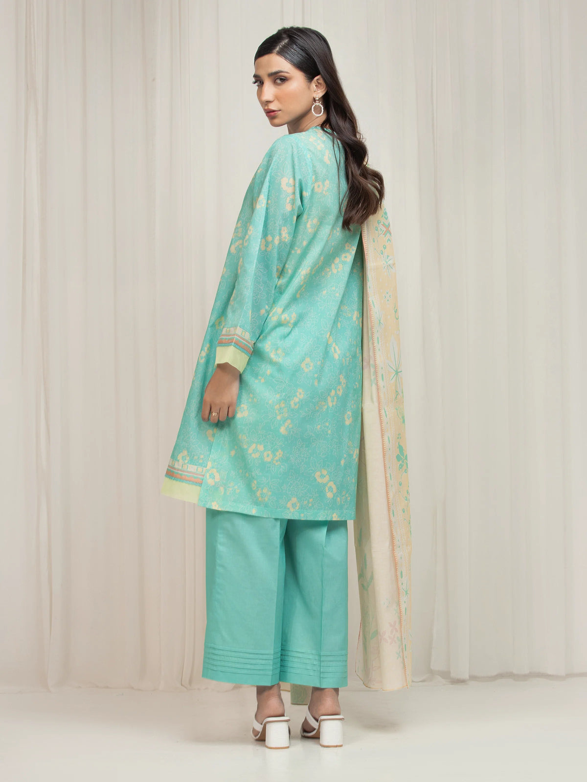 Edenrobe Allure Ice Green Lawn 3-Piece Suit | EWU6A1-36687-3P