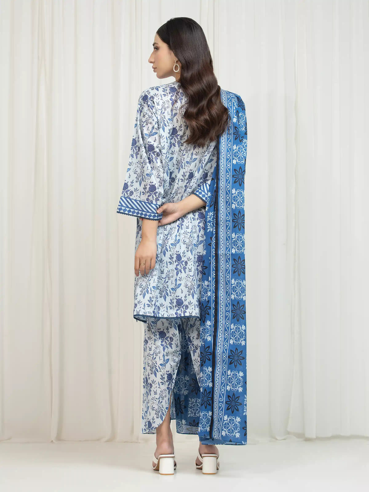 Edenrobe Allure Ink Blue Lawn 3-Piece Suit | EWU6A1-36755-3P