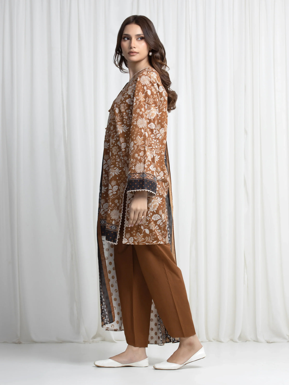 Edenrobe Allure Bronze Khaddar 3-Piece Suit | EWU6A3-37025-3P