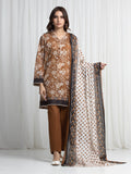 Edenrobe Allure Bronze Khaddar 3-Piece Suit | EWU6A3-37025-3P