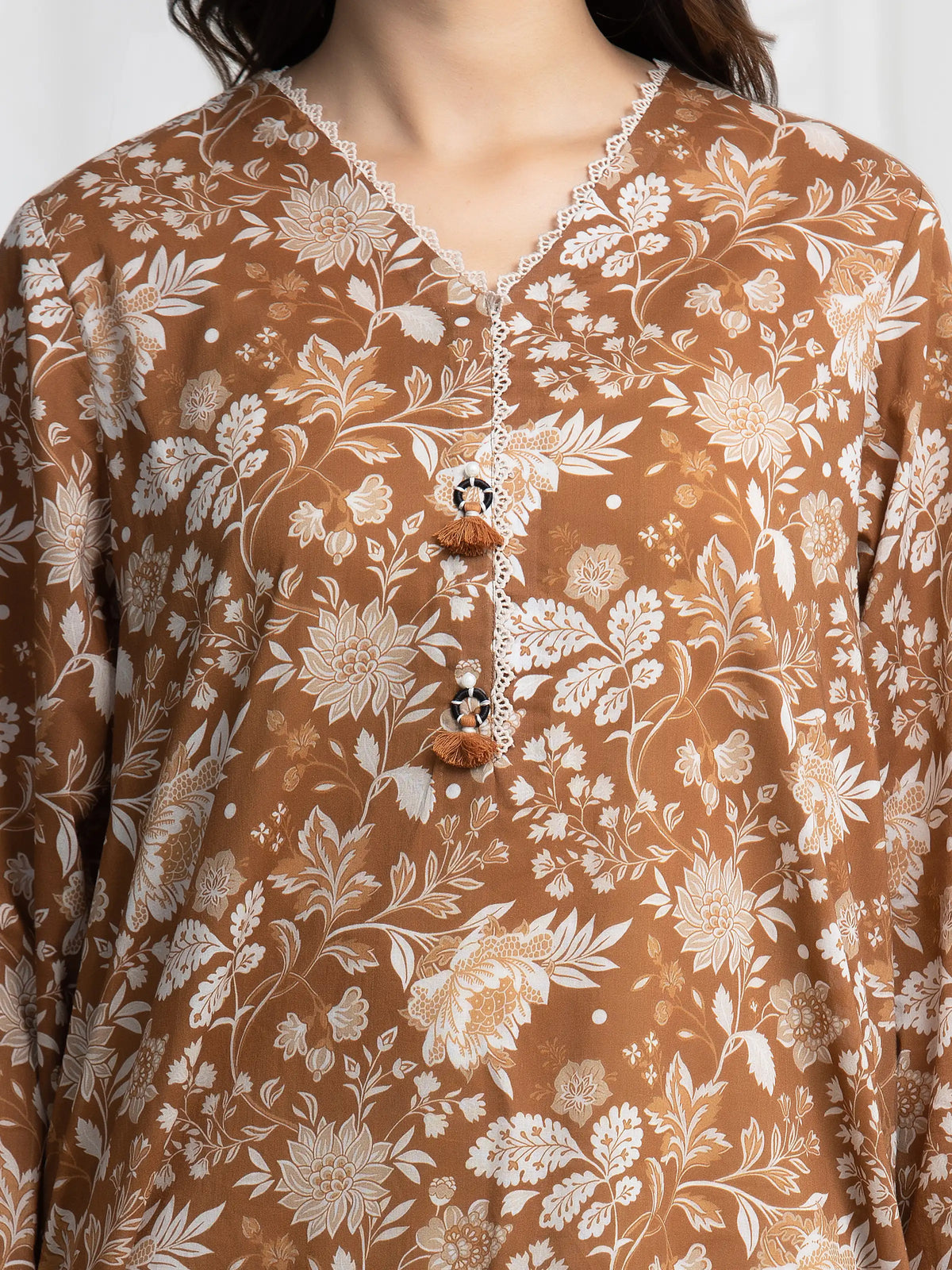 Edenrobe Allure Bronze Khaddar 3-Piece Suit | EWU6A3-37025-3P