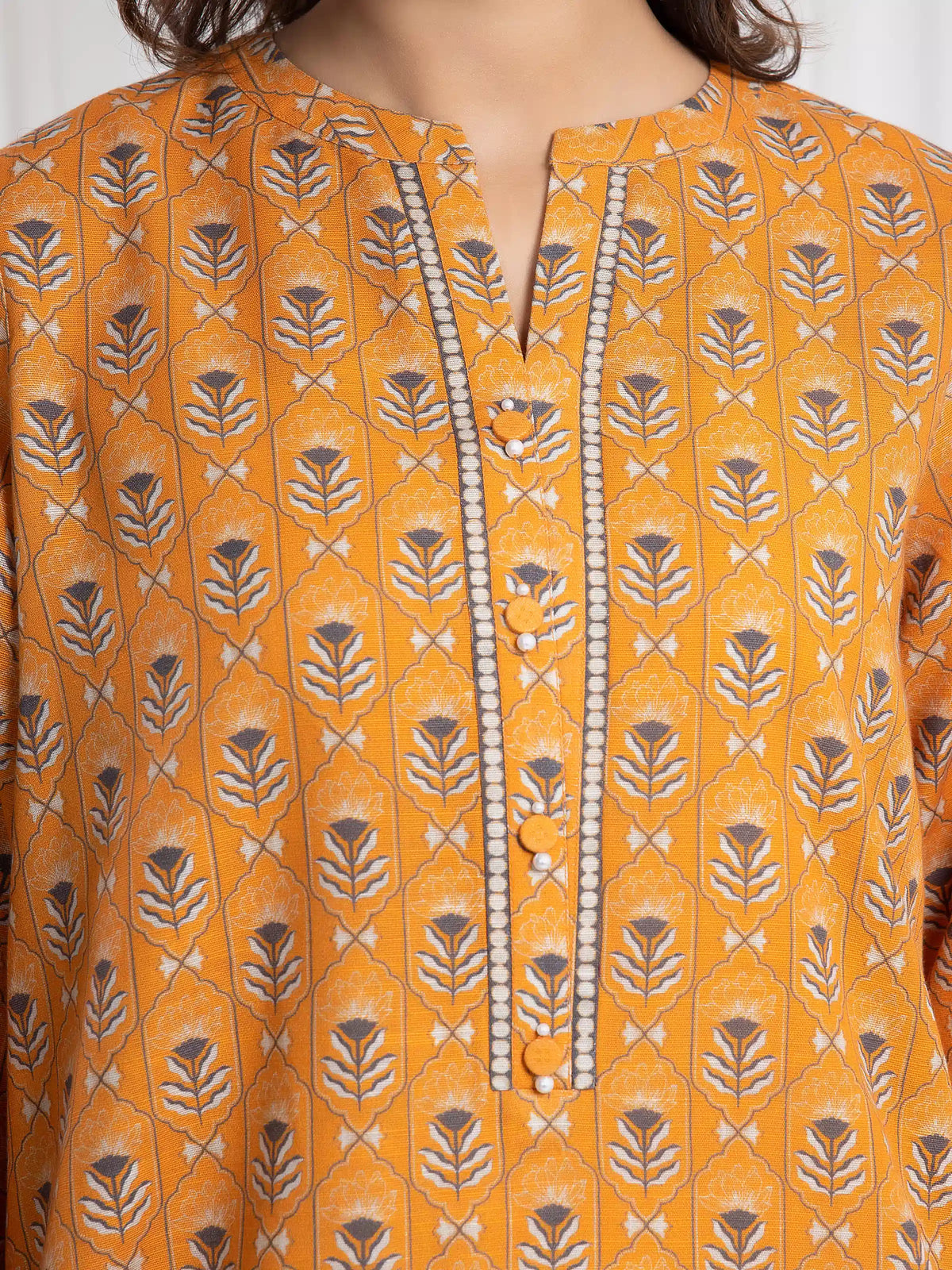 Edenrobe Allure Orange Khaddar 3-Piece Suit | EWU6A3-37084-3P
