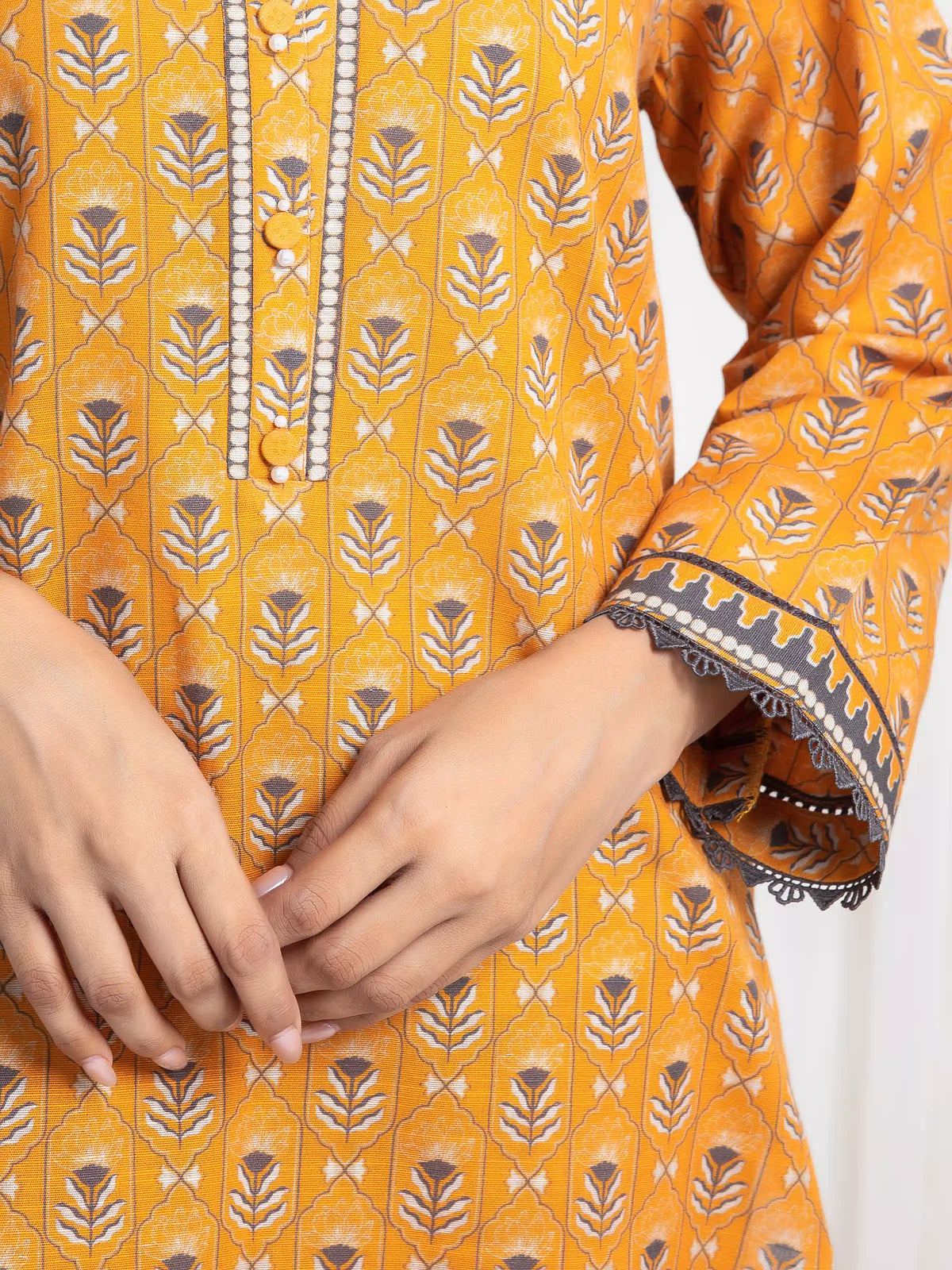 Edenrobe Allure Orange Khaddar 3-Piece Suit | EWU6A3-37084-3P