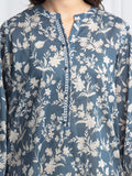 Edenrobe Allure Blue Khaddar 3-Piece Suit | EWU6A3-37026-3P
