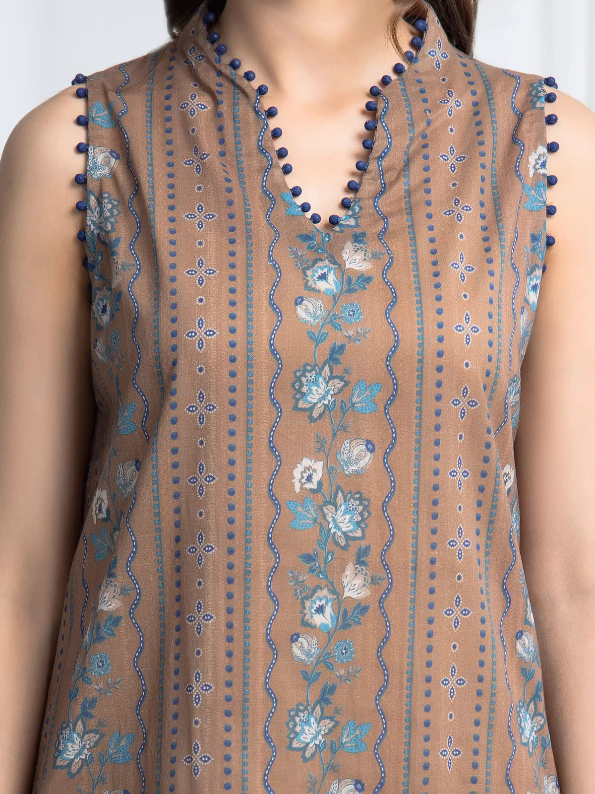 Edenrobe Allure Brown Khaddar 3-Piece Suit | EWU6A3-37012-3P