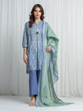 Edenrobe Allure Blue Khaddar 3-Piece Suit | EWU6A3-37027-3P