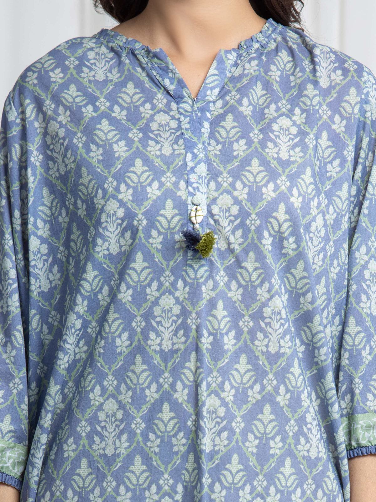 Edenrobe Allure Blue Khaddar 3-Piece Suit | EWU6A3-37027-3P