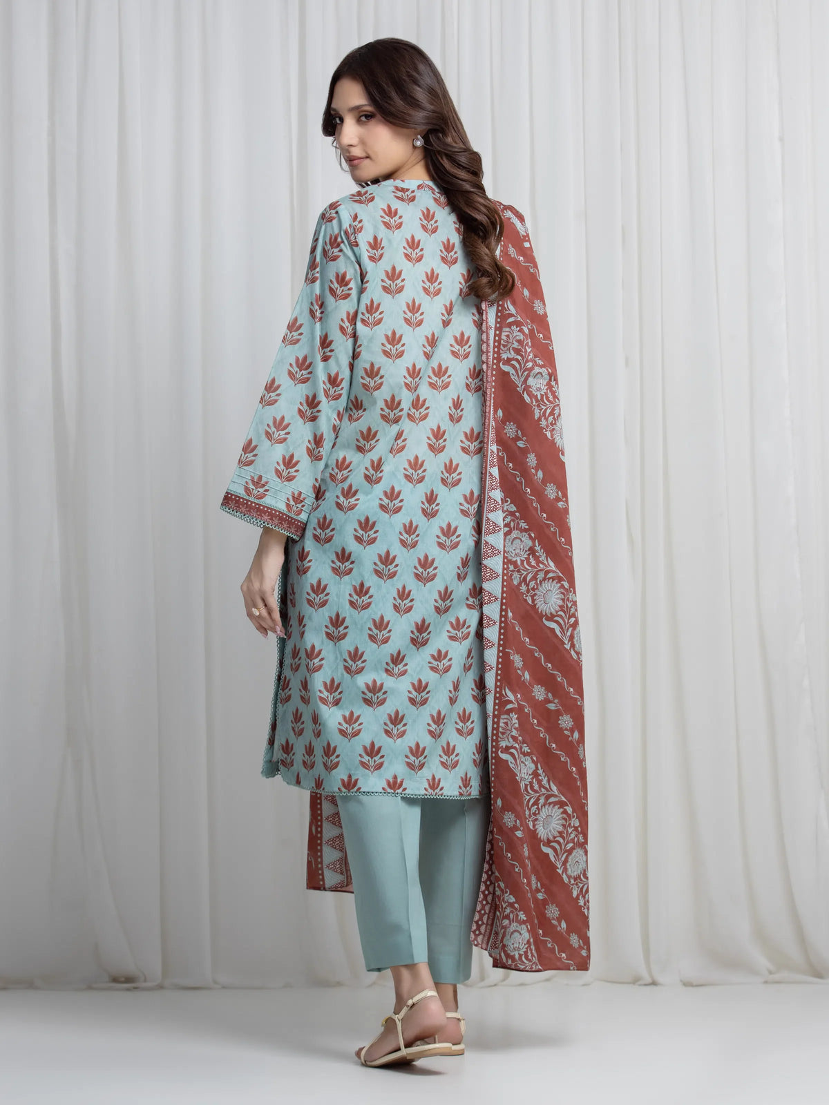 Edenrobe Allure Green Khaddar 3-Piece Suit | EWU6A3-37024-3P