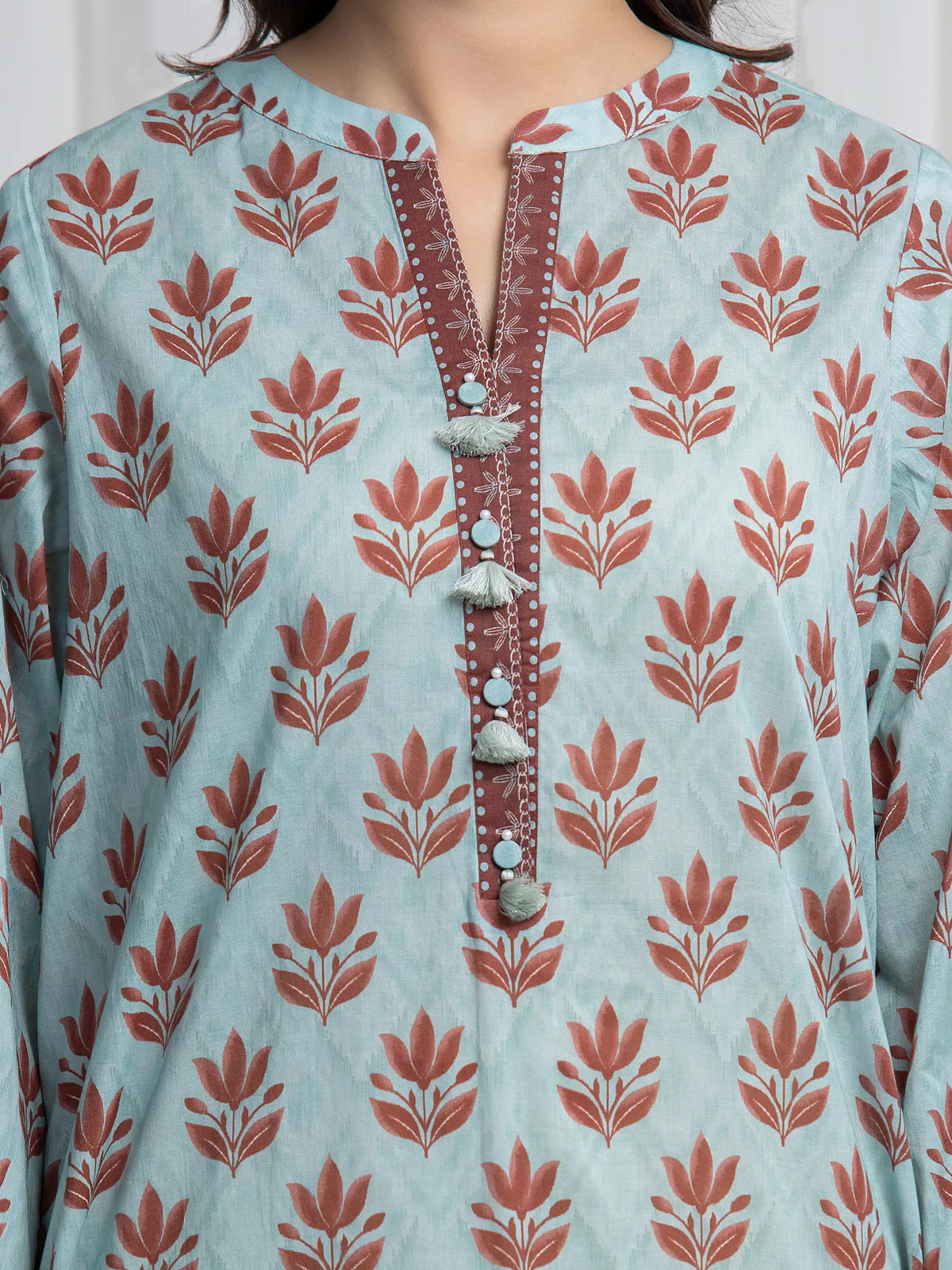 Edenrobe Allure Green Khaddar 3-Piece Suit | EWU6A3-37024-3P