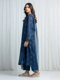 Edenrobe Allure Navy Khaddar 3-Piece Suit | EWU6A3-37017-3P