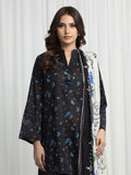 Edenrobe Allure Black Khaddar 3-Piece Suit | EWU6A3-37014-3P