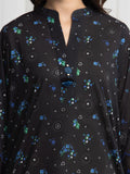 Edenrobe Allure Black Khaddar 3-Piece Suit | EWU6A3-37014-3P
