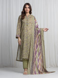 Edenrobe Allure Olive Khaddar 3-Piece Suit | EWU6A3-37016-3P