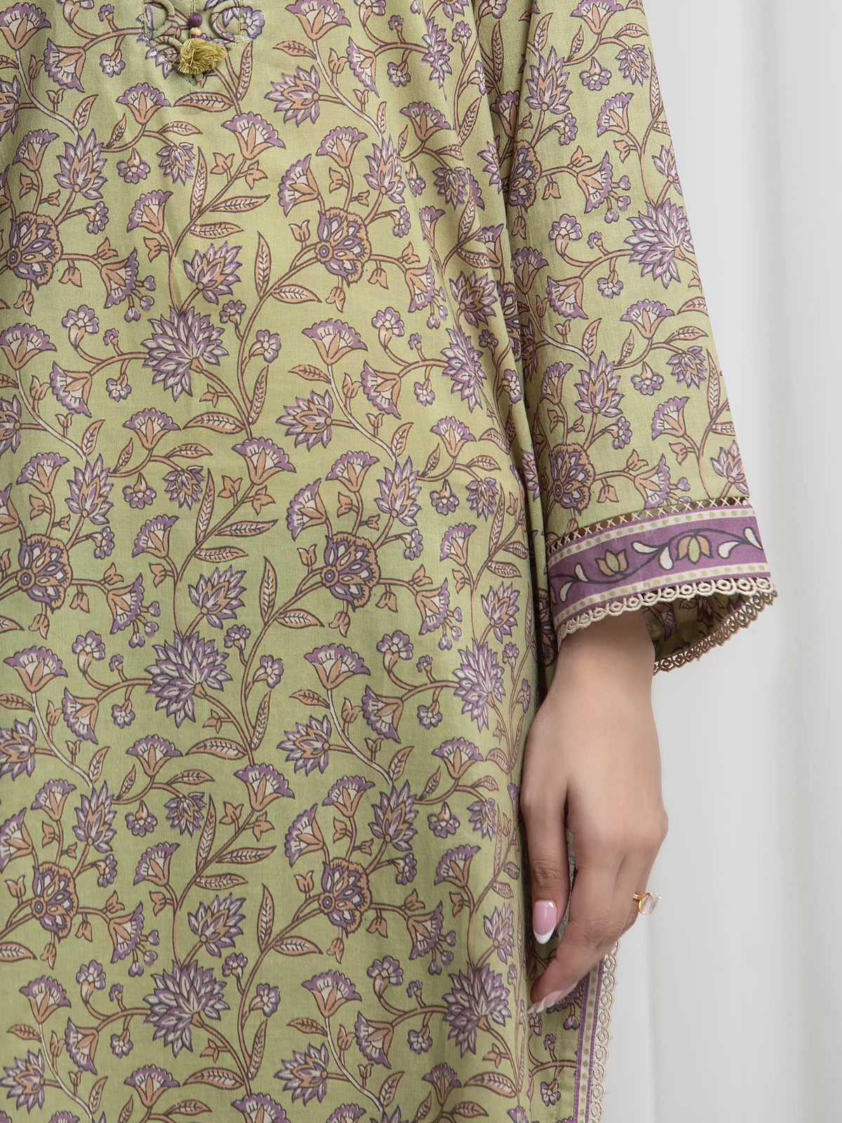 Edenrobe Allure Olive Khaddar 3-Piece Suit | EWU6A3-37016-3P
