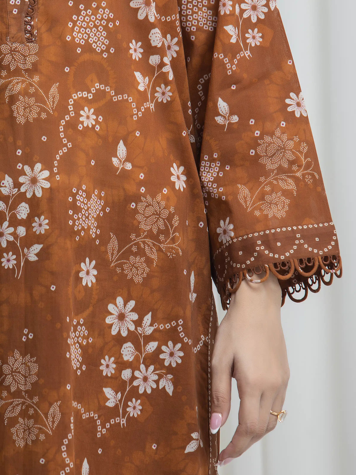 Edenrobe Allure Brown Khaddar 3-Piece Suit | EWU6A3-37013-3P