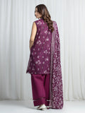 Edenrobe Allure Magenta Khaddar 3-Piece Suit | EWU6A3-37020-3P