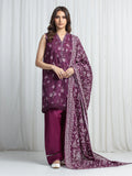 Edenrobe Allure Magenta Khaddar 3-Piece Suit | EWU6A3-37020-3P