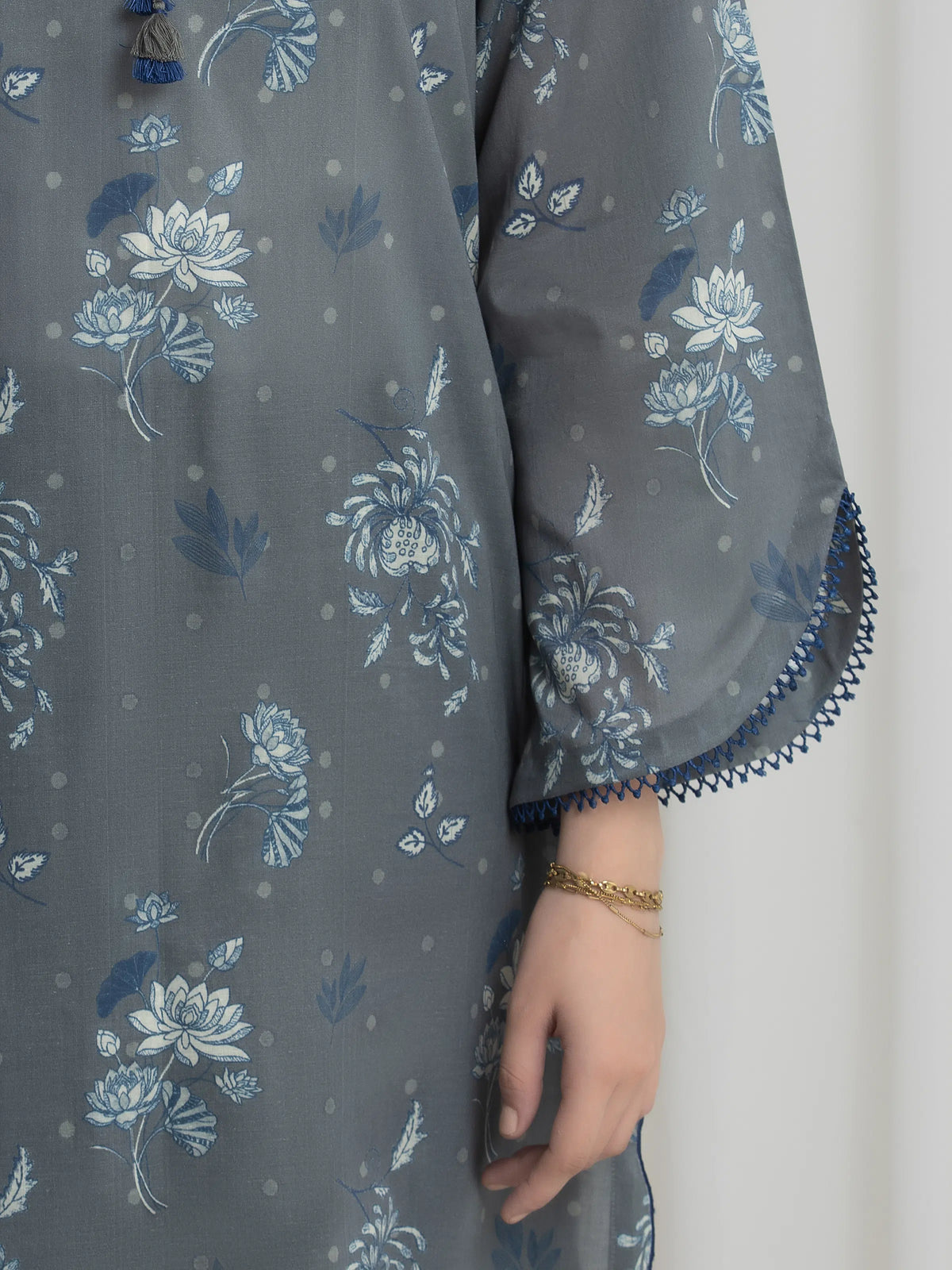 Edenrobe Allure Grey Lawn 3-Piece Suit | EWU6A1-36728-3P