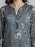 Edenrobe Allure Grey Lawn 3-Piece Suit | EWU6A1-36728-3P