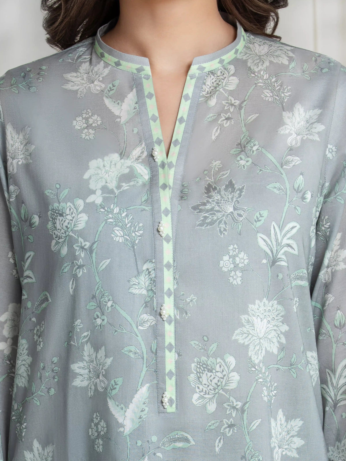 Edenrobe Allure Grey Lawn 3-Piece Suit | EWU6A1-36726-3P