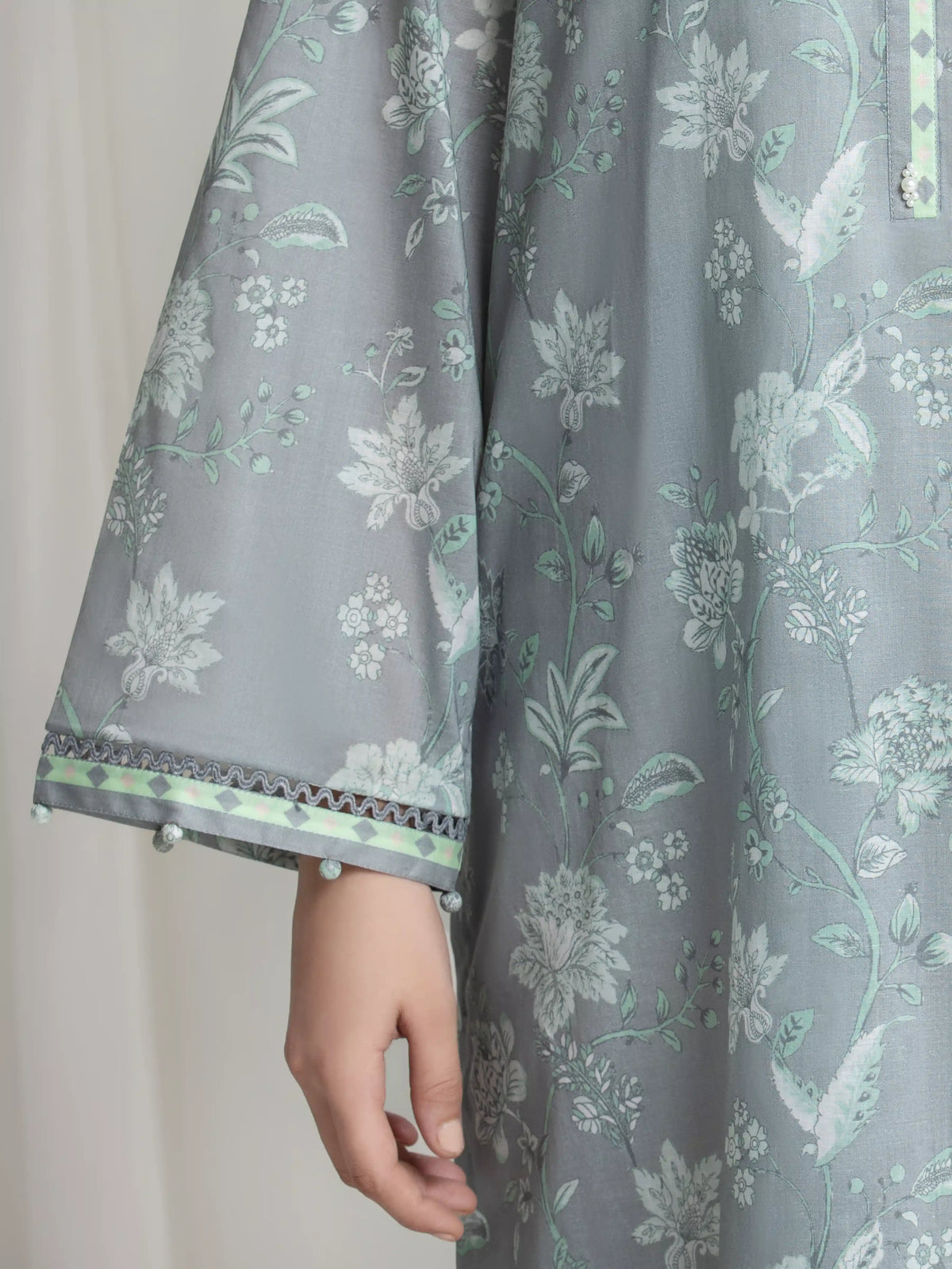 Edenrobe Allure Grey Lawn 3-Piece Suit | EWU6A1-36726-3P