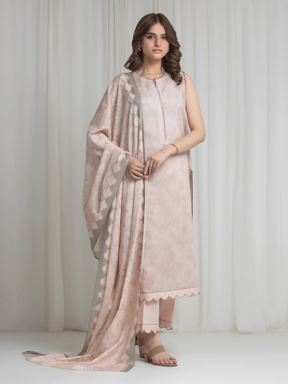 Edenrobe Allure Pink Lawn 3-Piece Suit | EWU6A1-36729-3P