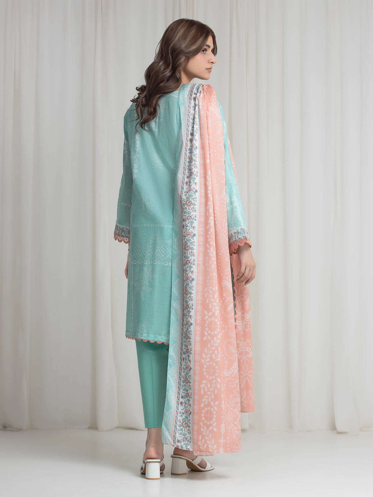 Edenrobe Allure Green Lawn 3-Piece Suit | EWU6A1-36733-3P