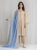 Edenrobe Allure Beige Lawn 3-Piece Suit | EWU6A1-36734-3P