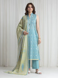 Edenrobe Allure Turquoise Lawn 3-Piece Suit | EWU6A1-36735-3P