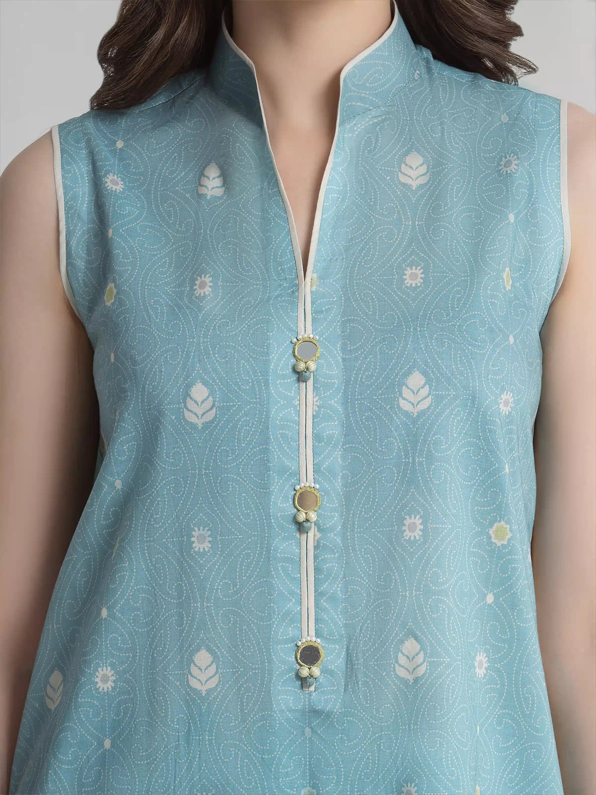 Edenrobe Allure Turquoise Lawn 3-Piece Suit | EWU6A1-36735-3P
