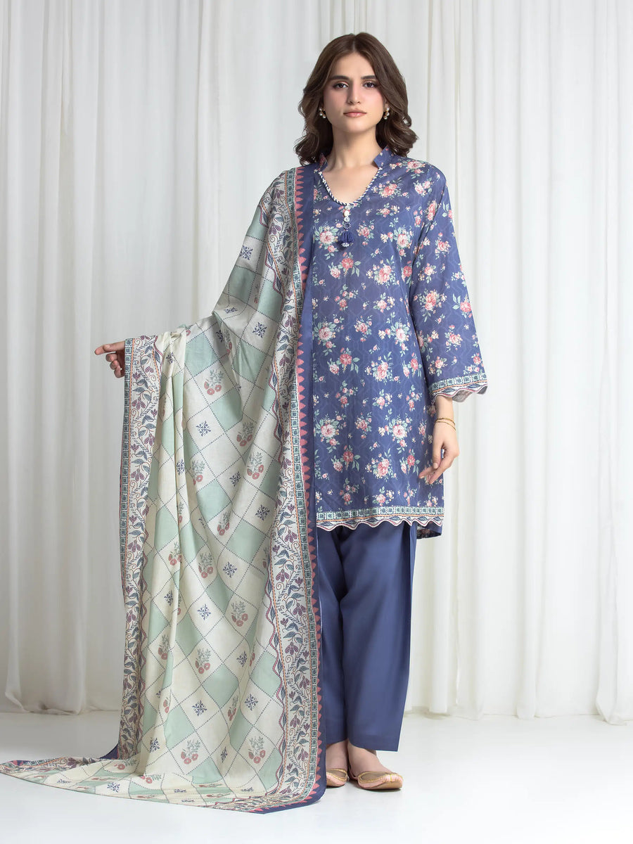 Edenrobe Allure Purple Lawn 3-Piece Suit | EWU6A1-36732-3P