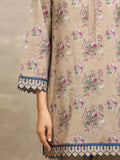 Edenrobe Allure Beige Lawn 3-Piece Suit | EWU6A1-36558-3P