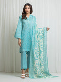 Edenrobe Allure Green Lawn 3-Piece Suit | EWU6A1-36663-3P