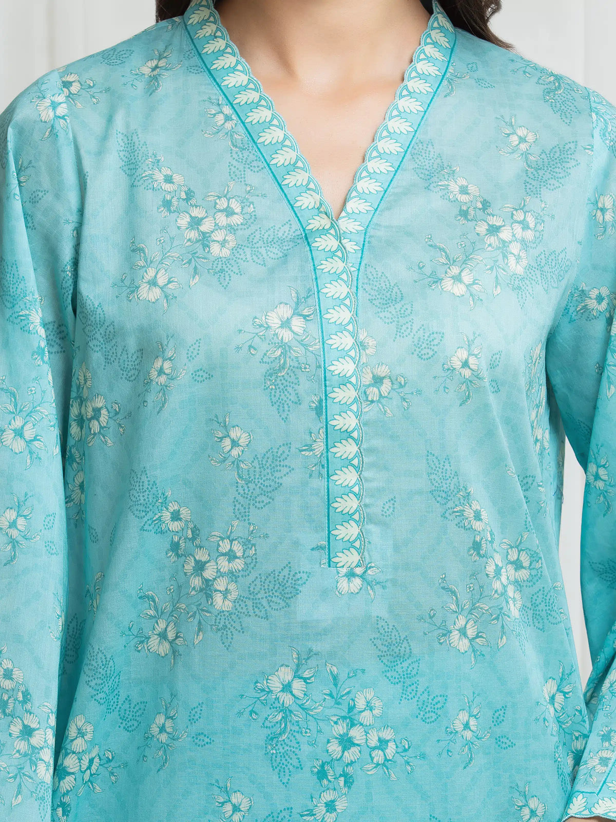 Edenrobe Allure Green Lawn 3-Piece Suit | EWU6A1-36663-3P
