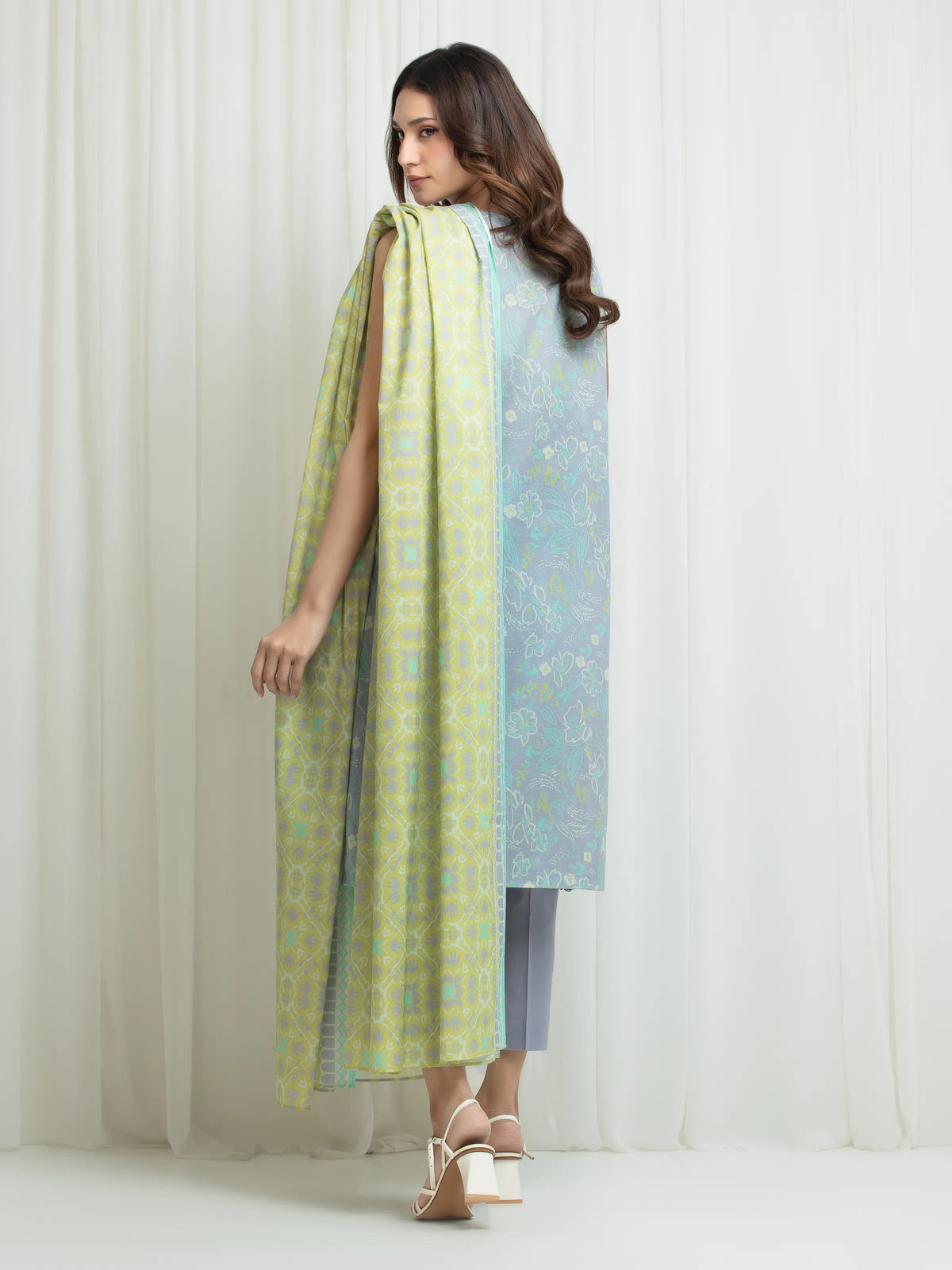 Edenrobe Allure Light Blue Lawn 3-Piece Suit | EWU6A1-36705-3P