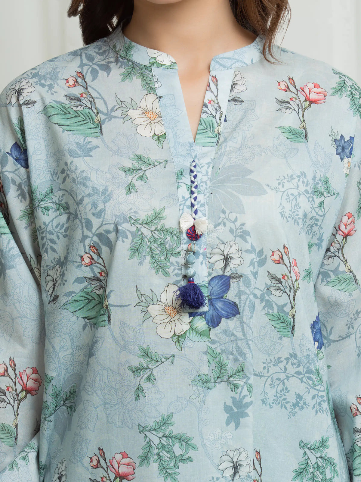 Edenrobe Allure Blue Lawn 3-Piece Suit | EWU6A1-36700-3P