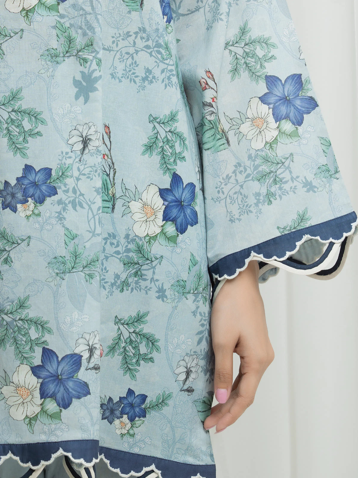 Edenrobe Allure Blue Lawn 3-Piece Suit | EWU6A1-36700-3P
