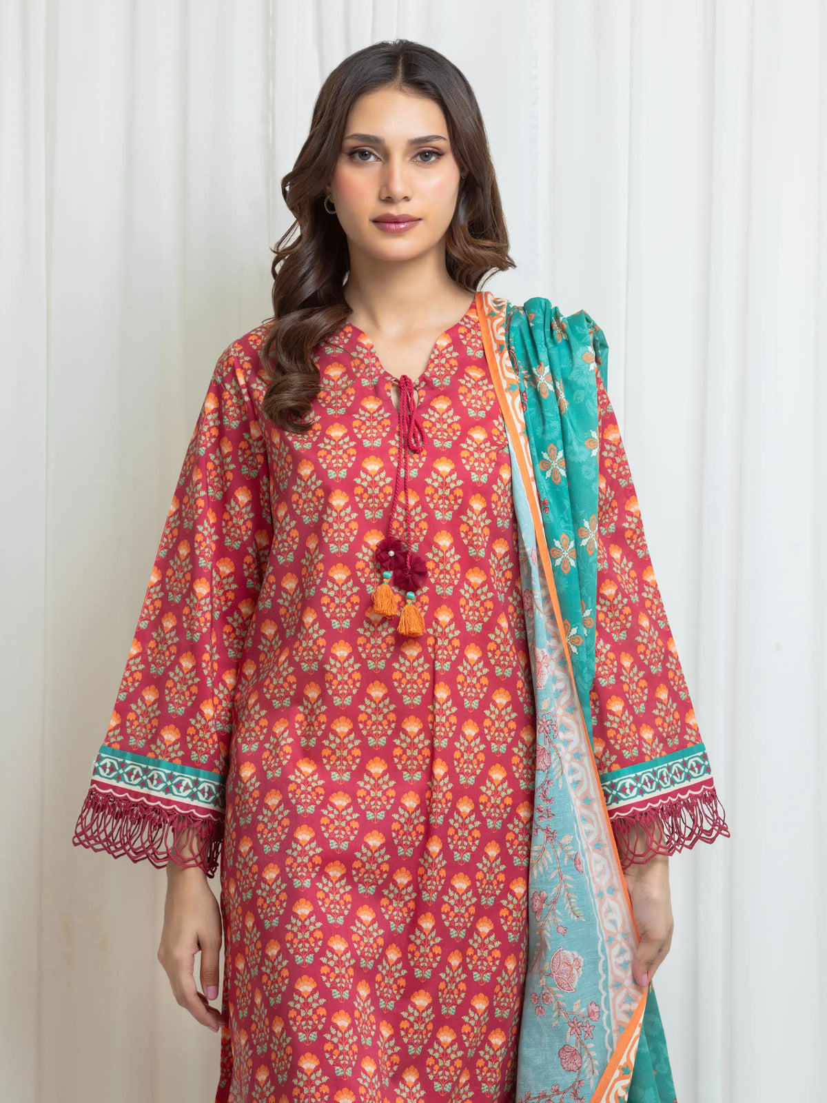Edenrobe Allure Pink Lawn 3-Piece Suit | EWU6A1-36704-3P