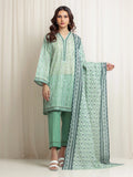 Edenrobe Allure Green Lawn 3-Piece Suit | EWU6A1-36689-3P