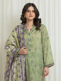 Edenrobe Allure Olive Lawn 3-Piece Suit | EWU6A1-36763-3P