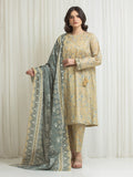 Edenrobe Allure Yellow Lawn 3-Piece Suit | EWU6A1-36758-3P