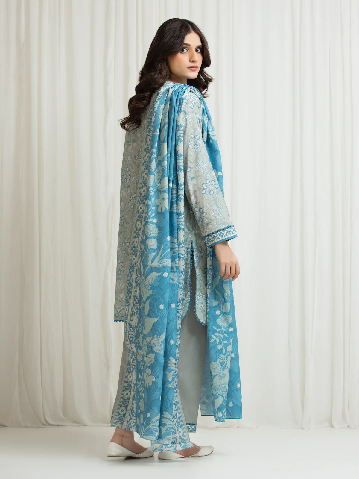 Edenrobe Allure Sage Lawn 3-Piece Suit | EWU6A1-36711-3P