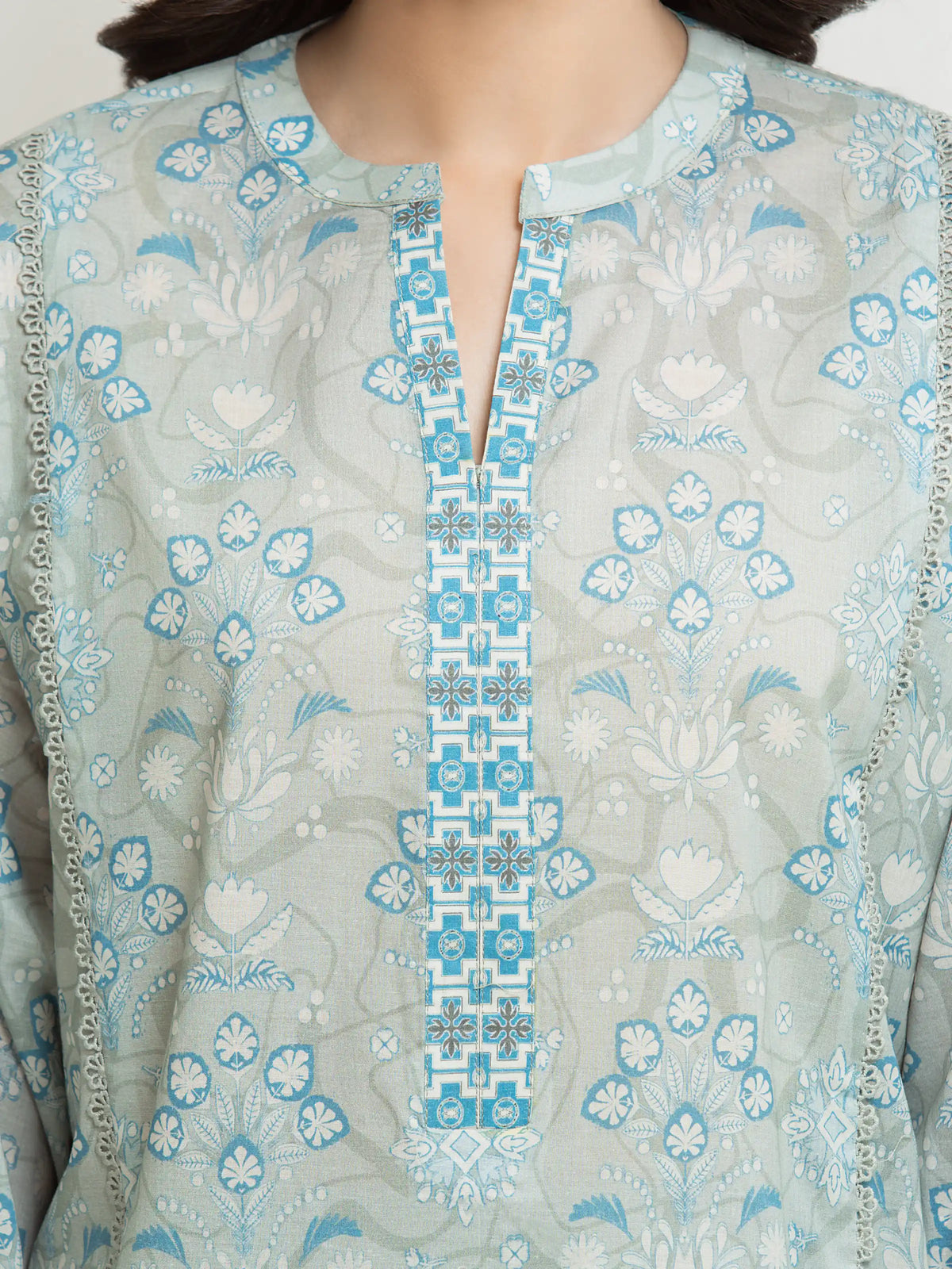 Edenrobe Allure Sage Lawn 3-Piece Suit | EWU6A1-36711-3P