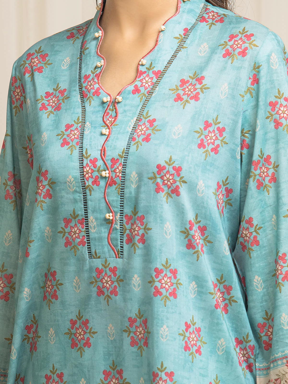 Edenrobe Allure TEAL Lawn 3-Piece Suit | EWU6A1-36573-3P