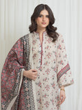 Edenrobe Allure Beige Lawn 3-Piece Suit | EWU6A1-36764-3P
