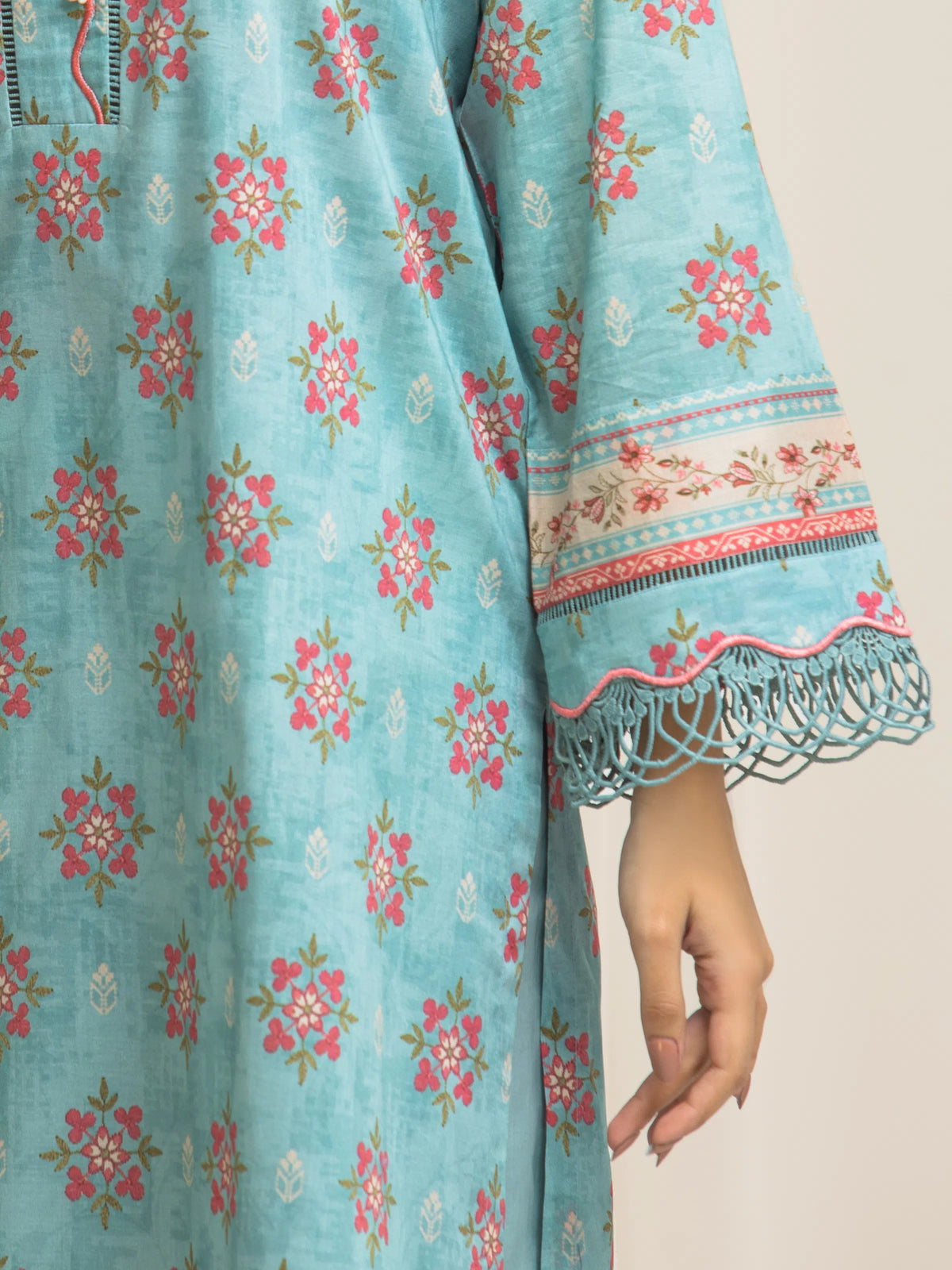 Edenrobe Allure TEAL Lawn 3-Piece Suit | EWU6A1-36573-3P