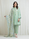 Edenrobe Allure Green Lawn 3-Piece Suit | EWU6A1-36772-3P