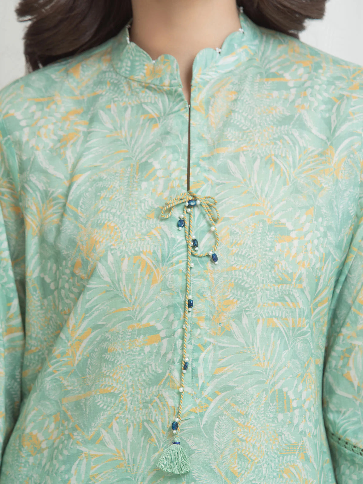Edenrobe Allure Green Lawn 3-Piece Suit | EWU6A1-36772-3P