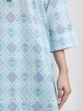 Edenrobe Allure Blue Lawn 3-Piece Suit | EWU6A1-36722-3P